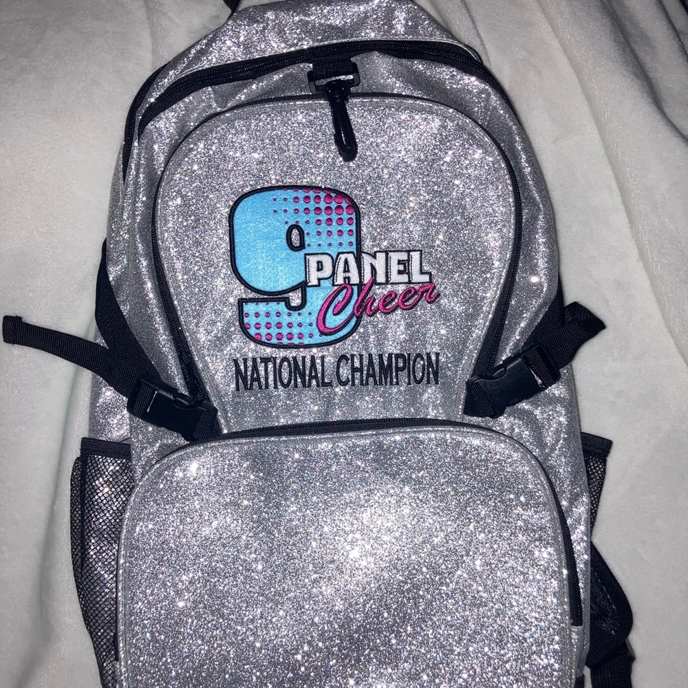 Silver Sparkle Cheer Backpack- 9 Panel